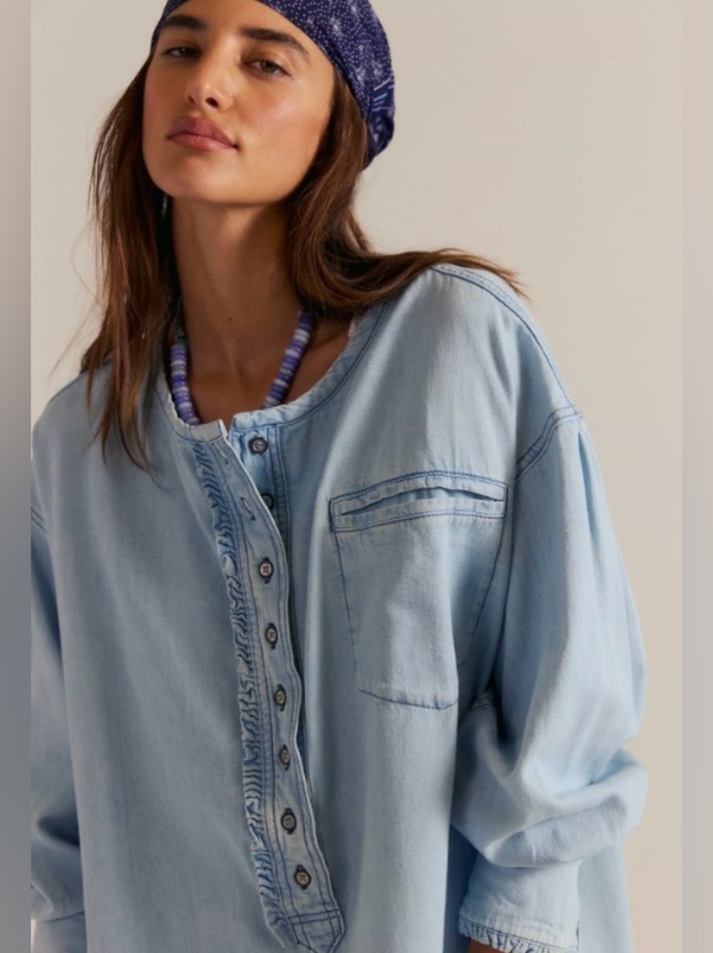 NWOT Free People We The Free Denim Dreaming Pullover Size XS